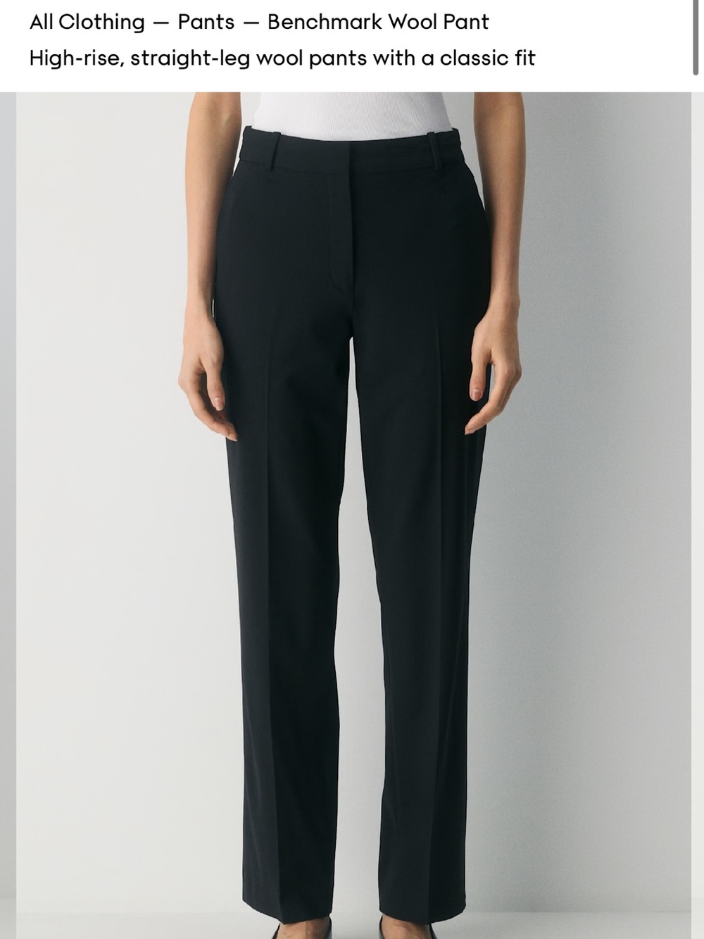Aritzia NEW Bench High-Rise Straight-Leg Wool Pants — Black 2